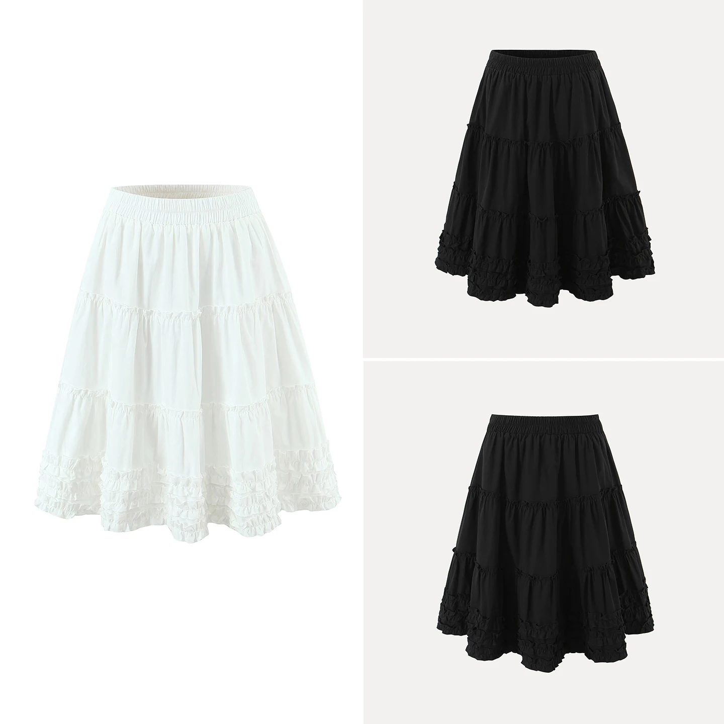 

Модная женская юбка миди с высокой талией, пэчворк, с деревянной отделкой, весна 2026, для женщин, с широким подолом