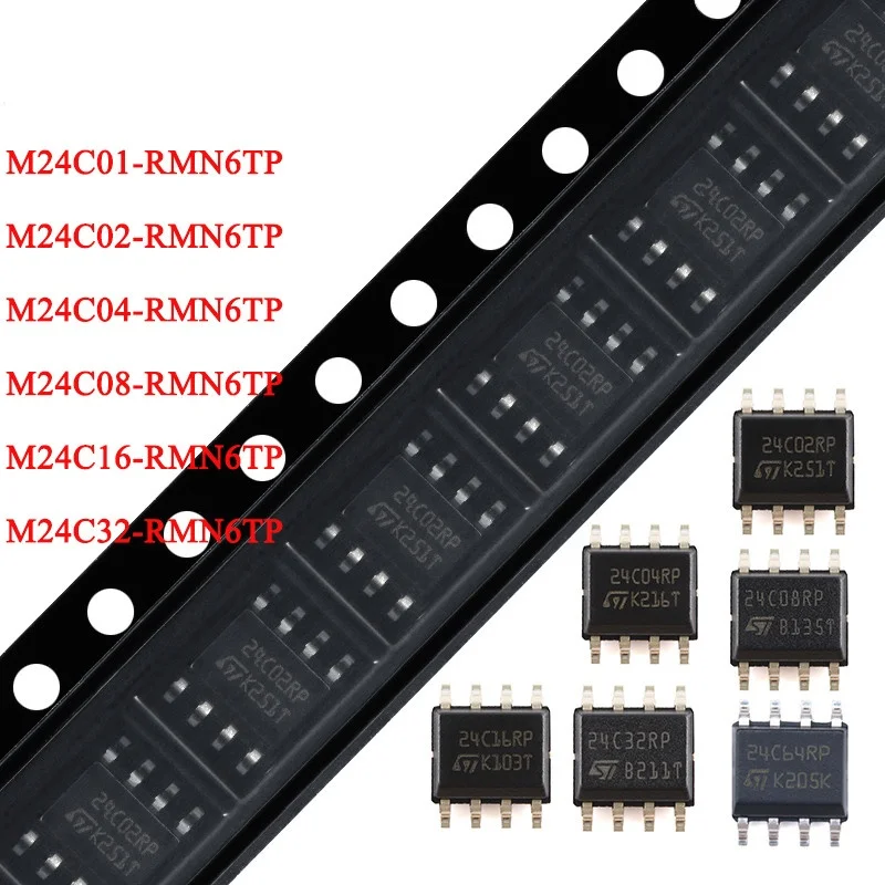 10pcs 24C01RP 24C02RP 24C04RP 24C08RP 24C16RP 24C32RP 24C64RP M24C04-RMN6TP M24C32-RMN6TP SOP-8 SMD EEPROM Memory IC New Origina