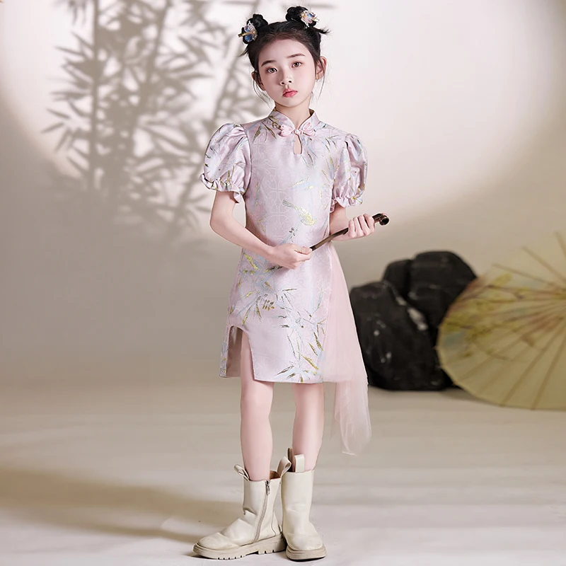 trendy-children's-performance-clothes-soft-fabric-runway-show-girls'-summer-new-chinese-style-fashionable-outfits