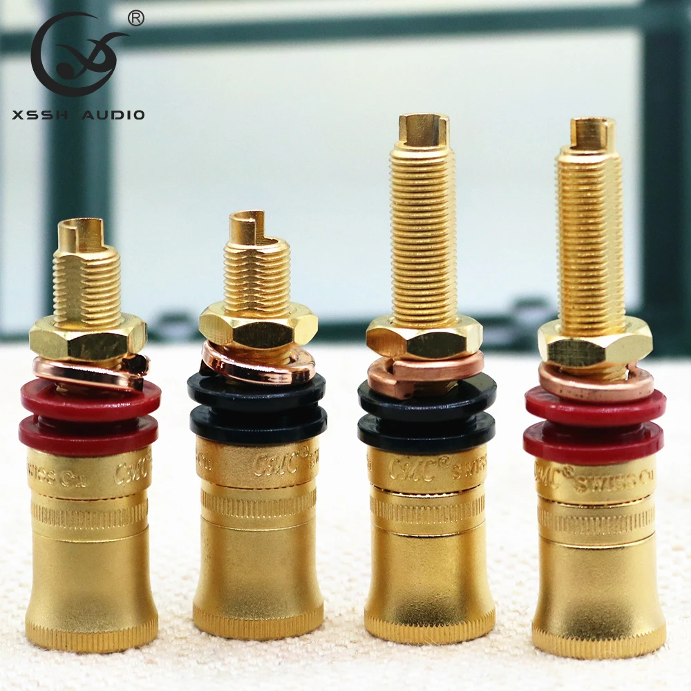 Binding Post XSSH 4/8pcs OEM DIY Plated Gold M8 8mm Screw Short Long Wiring Terminal Female Banana Connector ATX Chassis Plugs