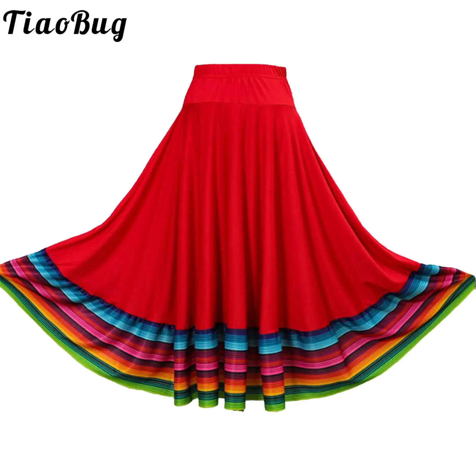 Womens Folk Dancing Skirts Spanish Folkloric Mexican Flamenco Full Circle Ballroom Jazz Lyrical Dance Stage Performance Costume