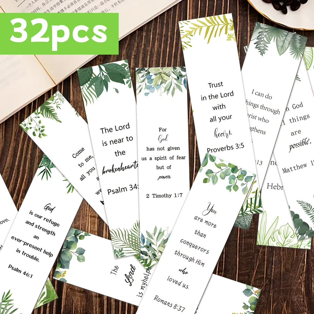 32pcs, Inspirational Bible Bookmarks / Christian Themes / DIY Reading Markers / Perfect for Students / Teachers and Book Lovers