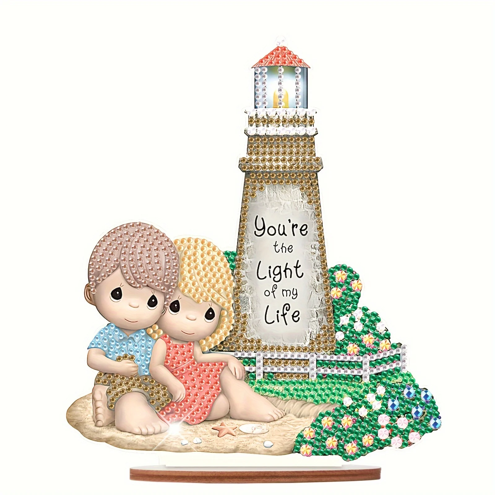 Paar und Leuchtturm unregelmäßige Diamant malerei Desktop-Ornamente Kit für Erwachsene 5d DIY Diamant Kunst Tisch dekoration