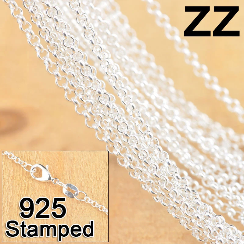 20PCS Pure 925 Sterling Silver Jewelry Pearl Necklace Chain With Lobster Clasps For Man Woman Pendant Jewelry Findings 18 Inch