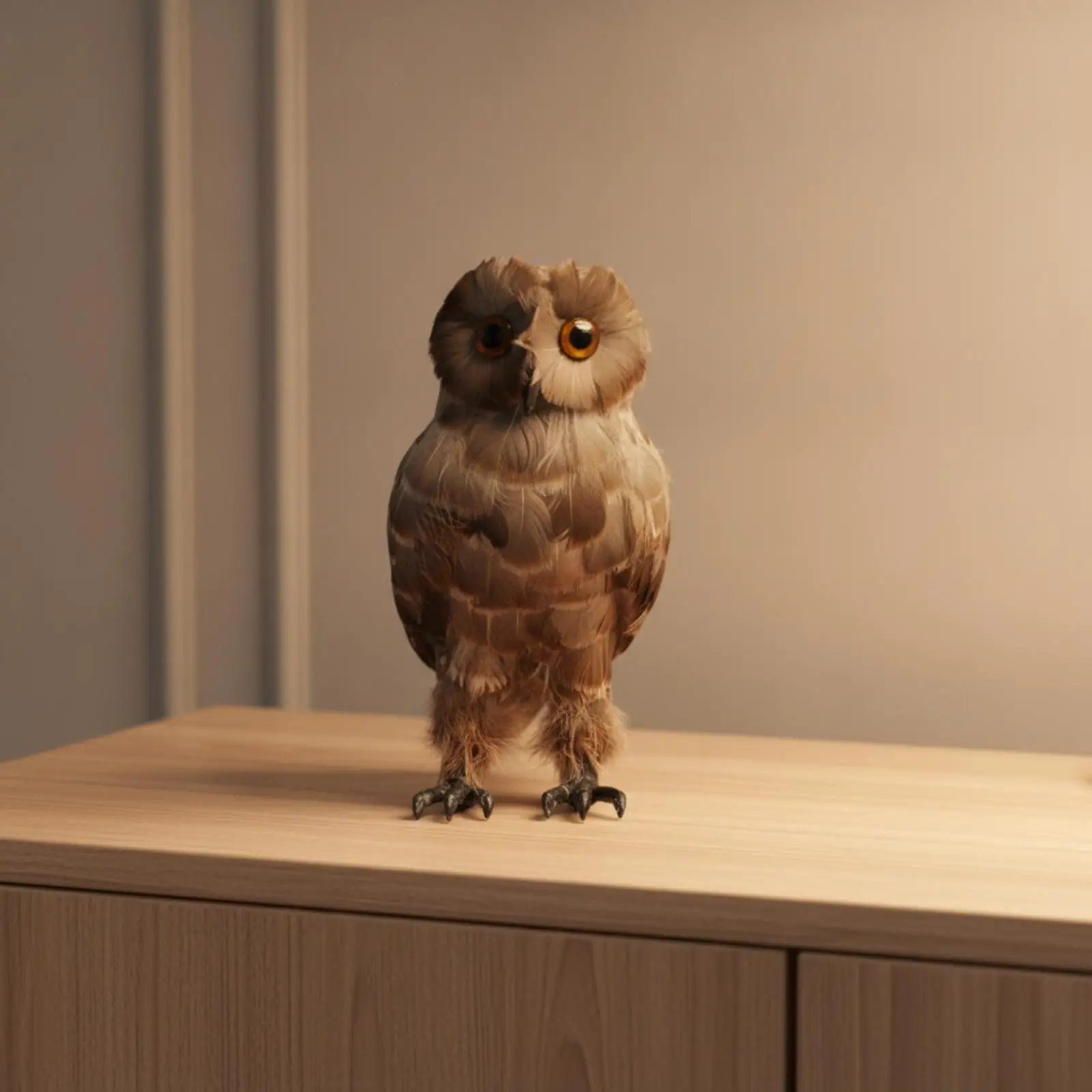 Realistic Owl Decoy Ornament Handcrafted Feathered Bird Prop for Patio Garden Shop Decor and Photography Sets
