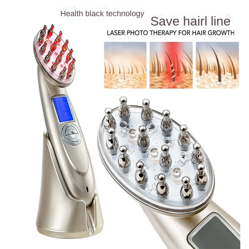 Laser Comb, Radio Frequency, and Micro Current Vibration Massage Comb for Hairdressing and Head Massage  Hair Brush