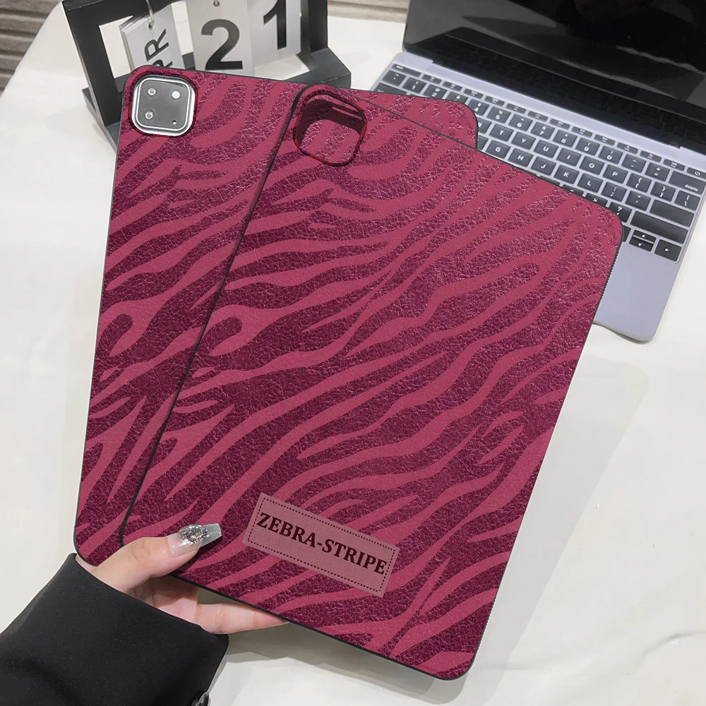 Aesthetic Tablet Case for Apple iPad Pro 9.7 10.5 12.9 13 Air 2 3 11 13 mini 4 5 6 7 Shell Maroon Zebra Niche Premium Style