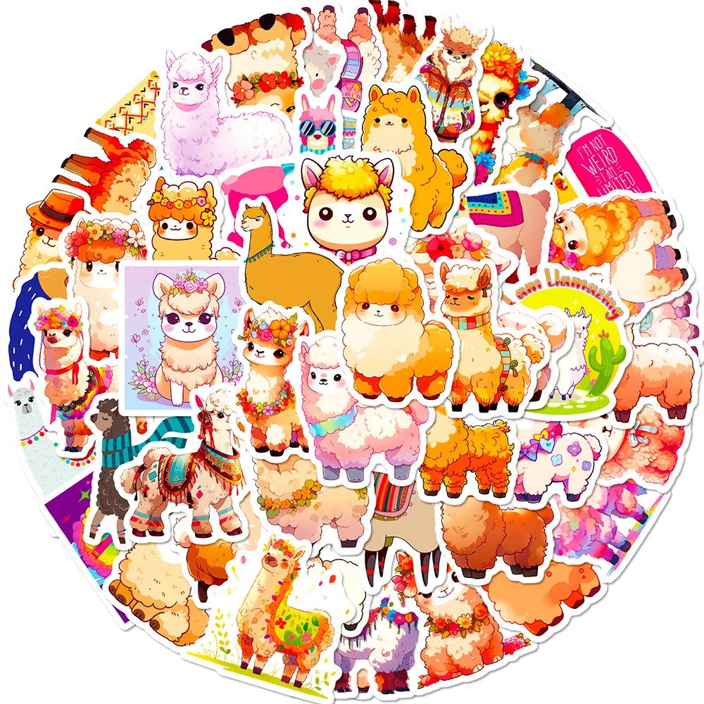 

10/30/50pcs Cartoon Cute Alpaca Stickers Animal Anime Decal Suitcase Laptop Guitar Water Bottle Kawaii Graffiti Sticker for Kids