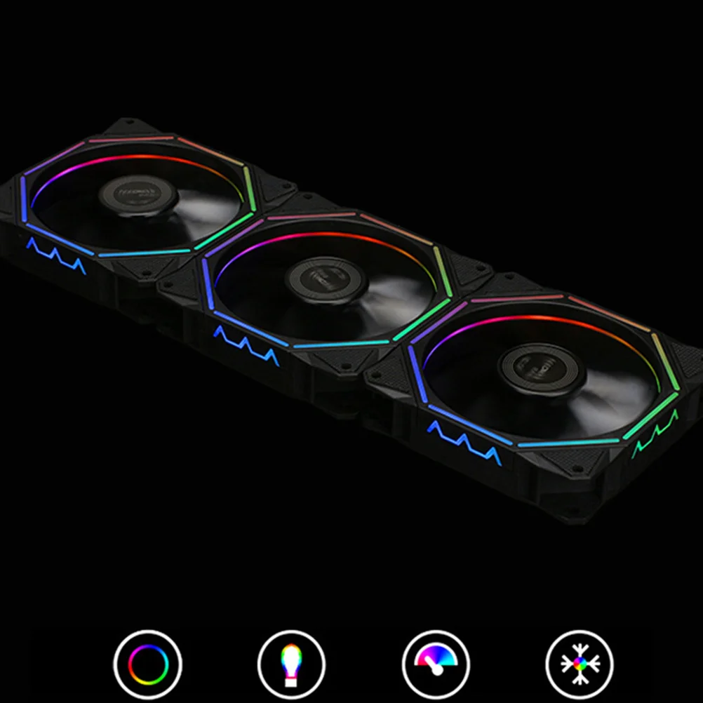 

12Cm Argb Chassis Cooling Fan Double Light Effect Design Silent Shock Absorbing Pads 40000H Long Life Computer Cooling Fan