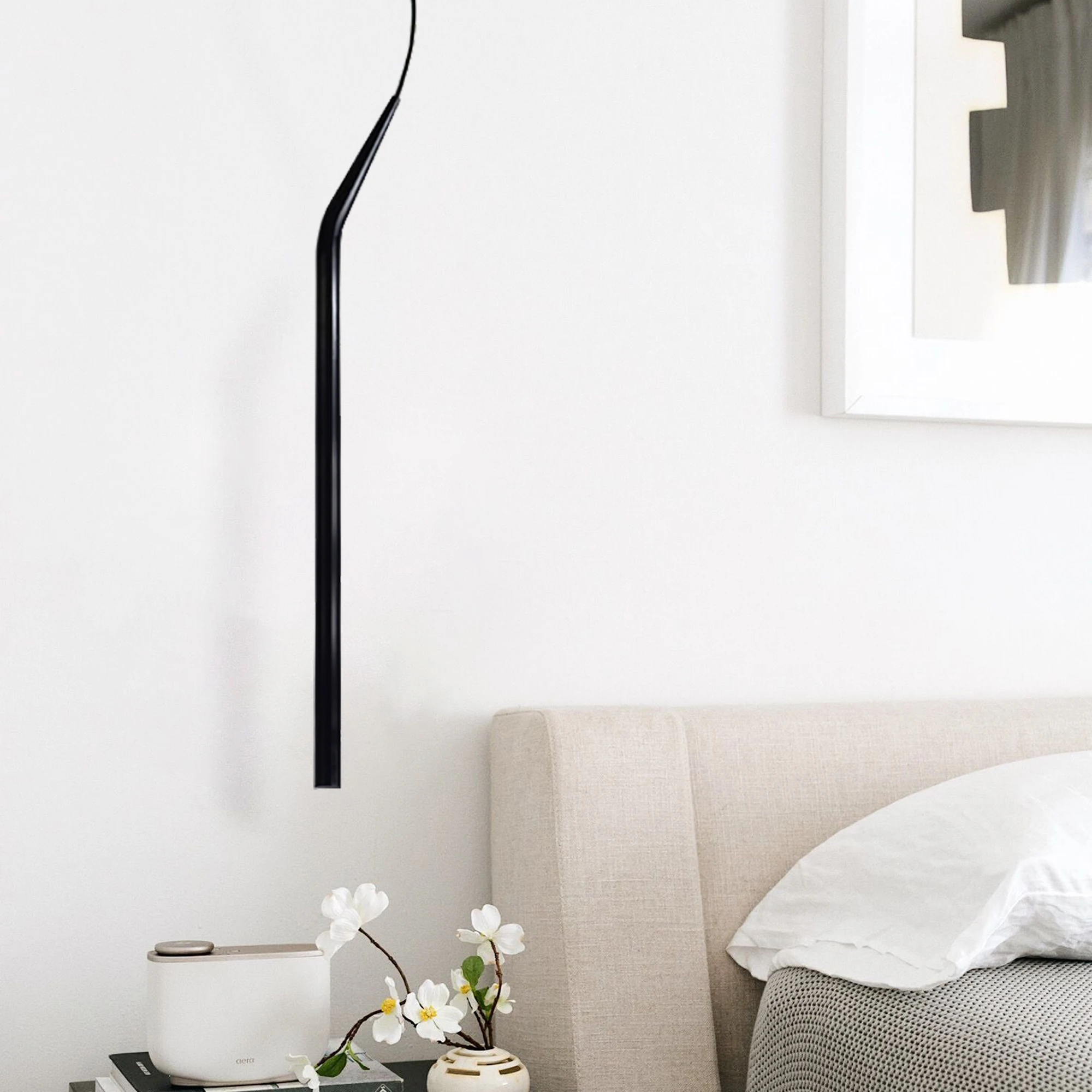 Modern Minimalist LED Pendant Light Black Metal Suspension for Bedroom Dining Room Creative Single Tubes Hanging Lamp Art Decor