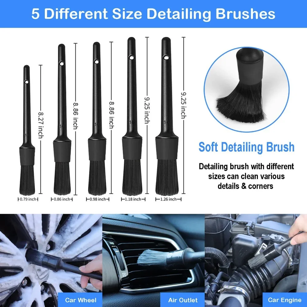 Car Wash Brush Set Detailing Brush for Air Outlet Tire Rim Drill Brush Sponges Auto Interior Exterior Dirt Dust Cleaning Tools