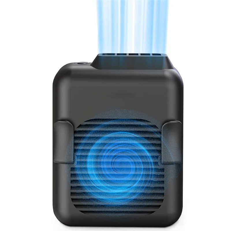 ABSY-ventilador portátil con cinturón, recargable, 23H de tiempo de ejecución, 5100 RPM, viento fuerte, manos libres, collar, ventilador para cuello azul