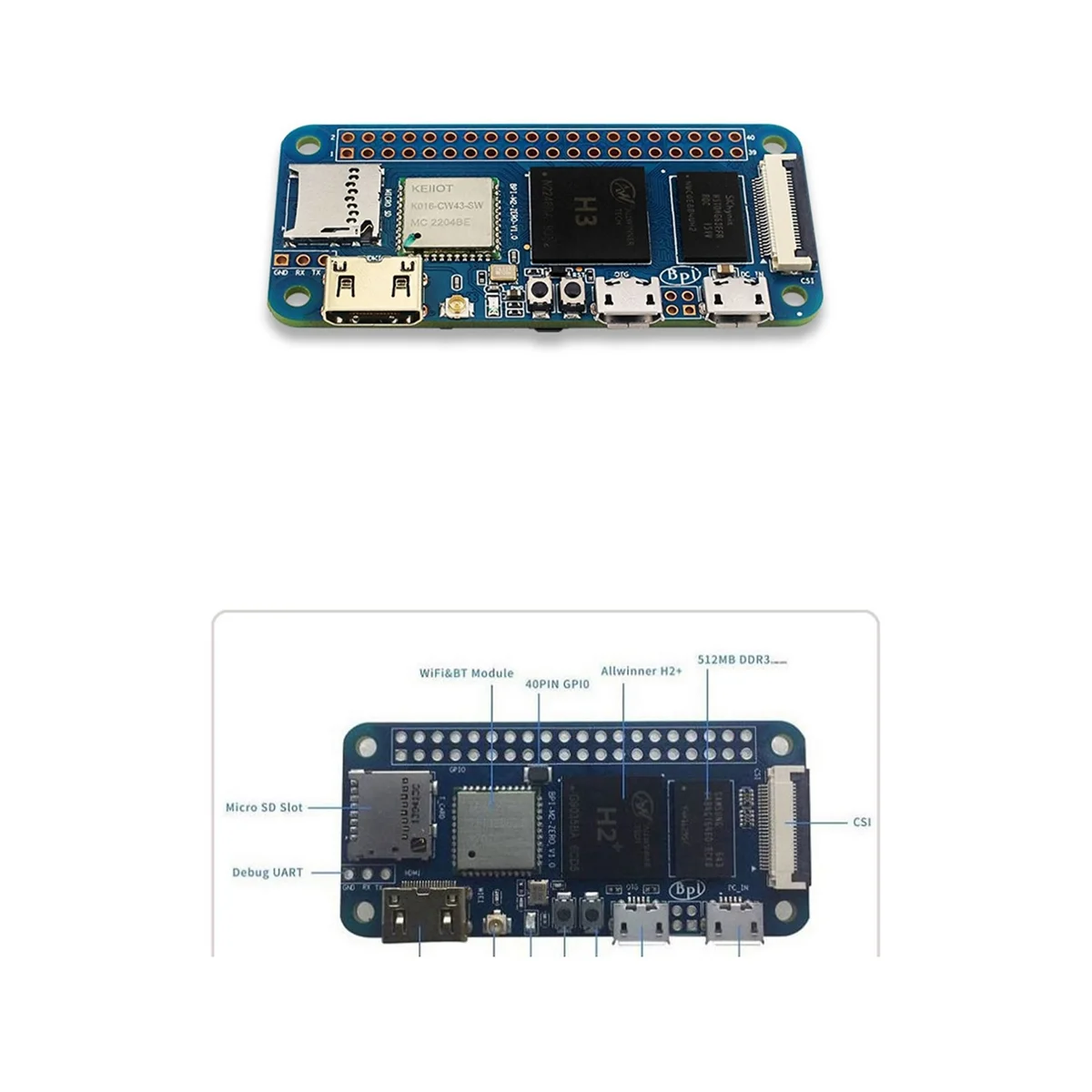 Banana Pi M2 Zero Allwinner, H2 + H3 -Core -A7, 512MB DDR, 3 SDRA, WiFi, BT, UART, mesmo tamanho que Zero 2 W