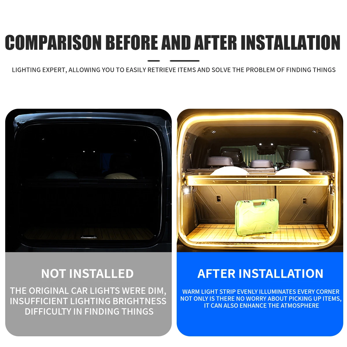 5M 12V Car Rear Trunk Brighten LED Strip Modified Lighting for Waterproof Flexible Luggage Light Universal connector Plug & Play