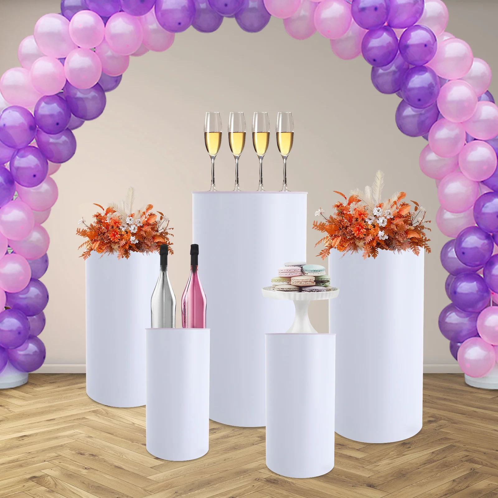 

5 шт. цилиндр пьедестал плинтус подставка для торта цилиндр пьедестал подставки металлический десертный стол витрины для свадьбы, дня рождения, E