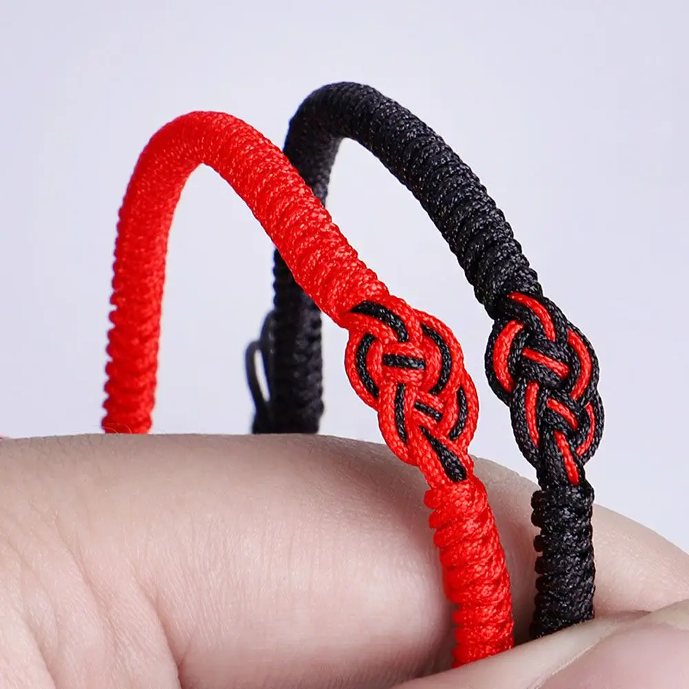 Pulsera de nudos chinos tibetanos budistas para hombres, regalos simples para amantes, joyería de muñeca, brazaletes de cuerda roja