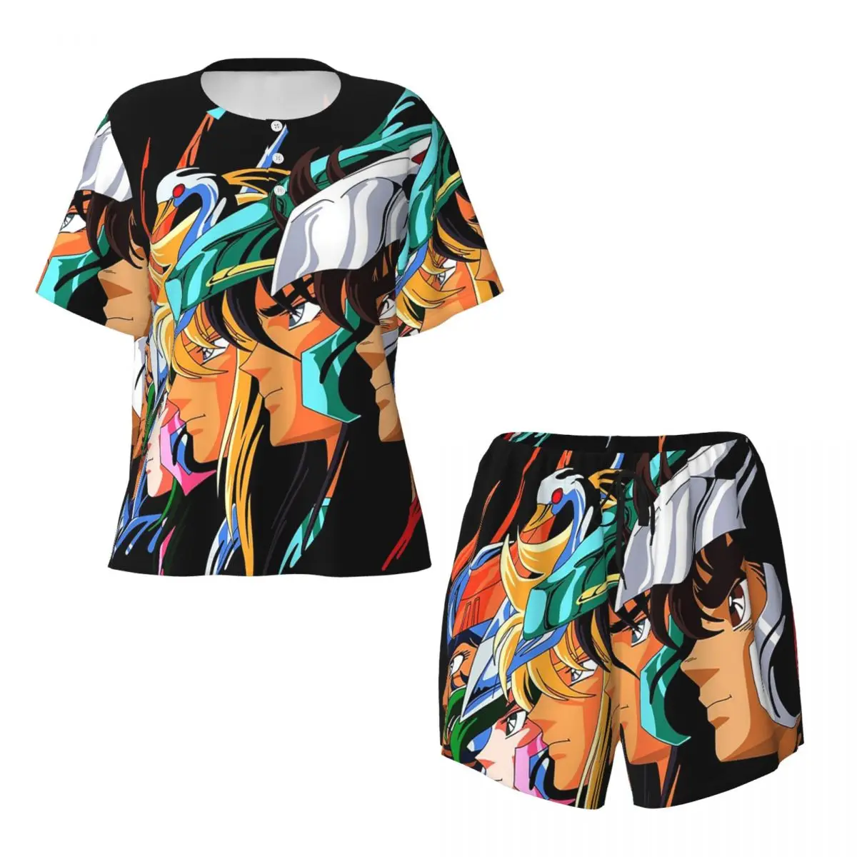 Knights Of The Zodiac Caballeros Del Zodiaco Bronze Saints Round Neck Short Sleeve Nightgowns for Sleeping Sleepshirts WomenSoft