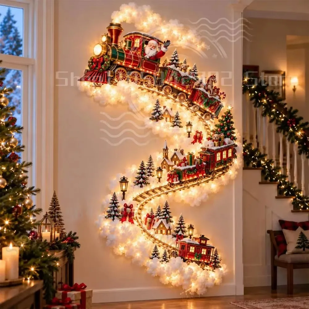 Knight Christmas Magic Trail Wall Light,LED Cascading Holiday Decor,Warm White Glow, Space-Saving Wall Decor,Easy Wall Placement