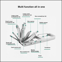 13 In 1 Keychain Multitool Screwdriver Bit Folding Multi Stainless Steel Tool Bottle Opener Portable Pocket Outdoors Camping