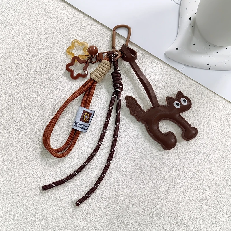 Niedlicher PU-Leder Katzen-Anhänger Cartoon Schlüsselanhänger Auto-Schlüsselring Taschenanhänger Charm Accessoires Ornament Geschenk