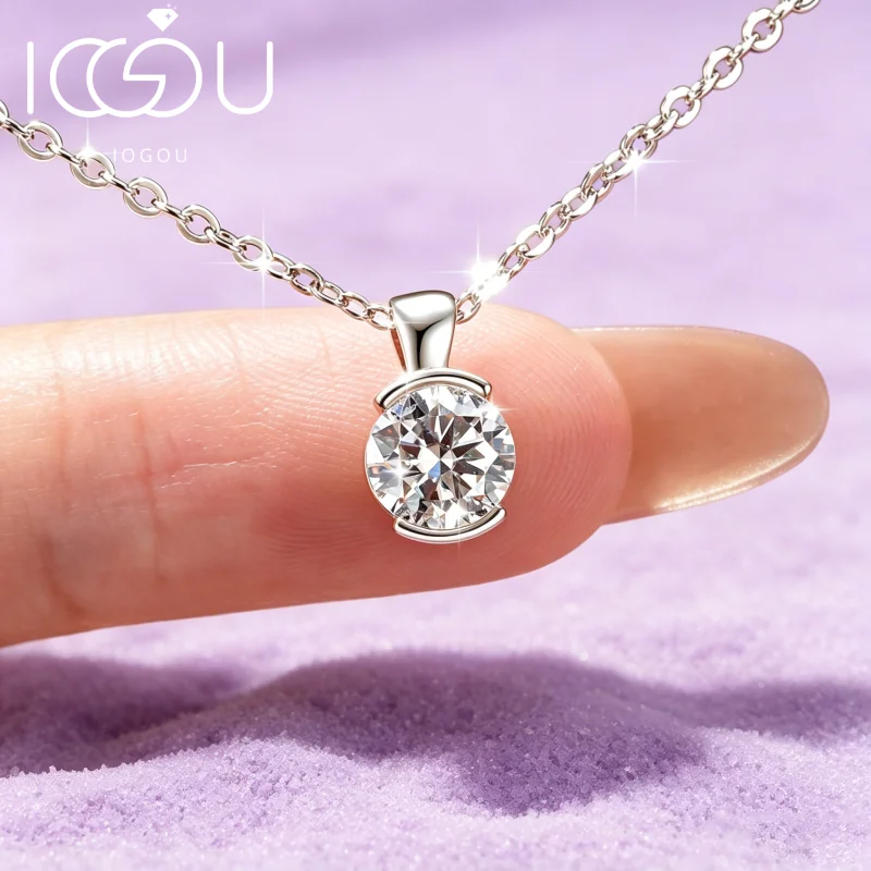 

IOGOU Classic 14K Gold Filled 8mm 2ct D Round Moissanite Solitaire Pendant Necklace for Women Wedding Jewelry Gift Certified
