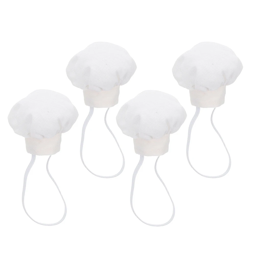 

4pcs Chef Hat Decoration For 10-15Cm Baby Miniature Hats White Cooking Cap Play Outfit Accessories Craft Headwear Small