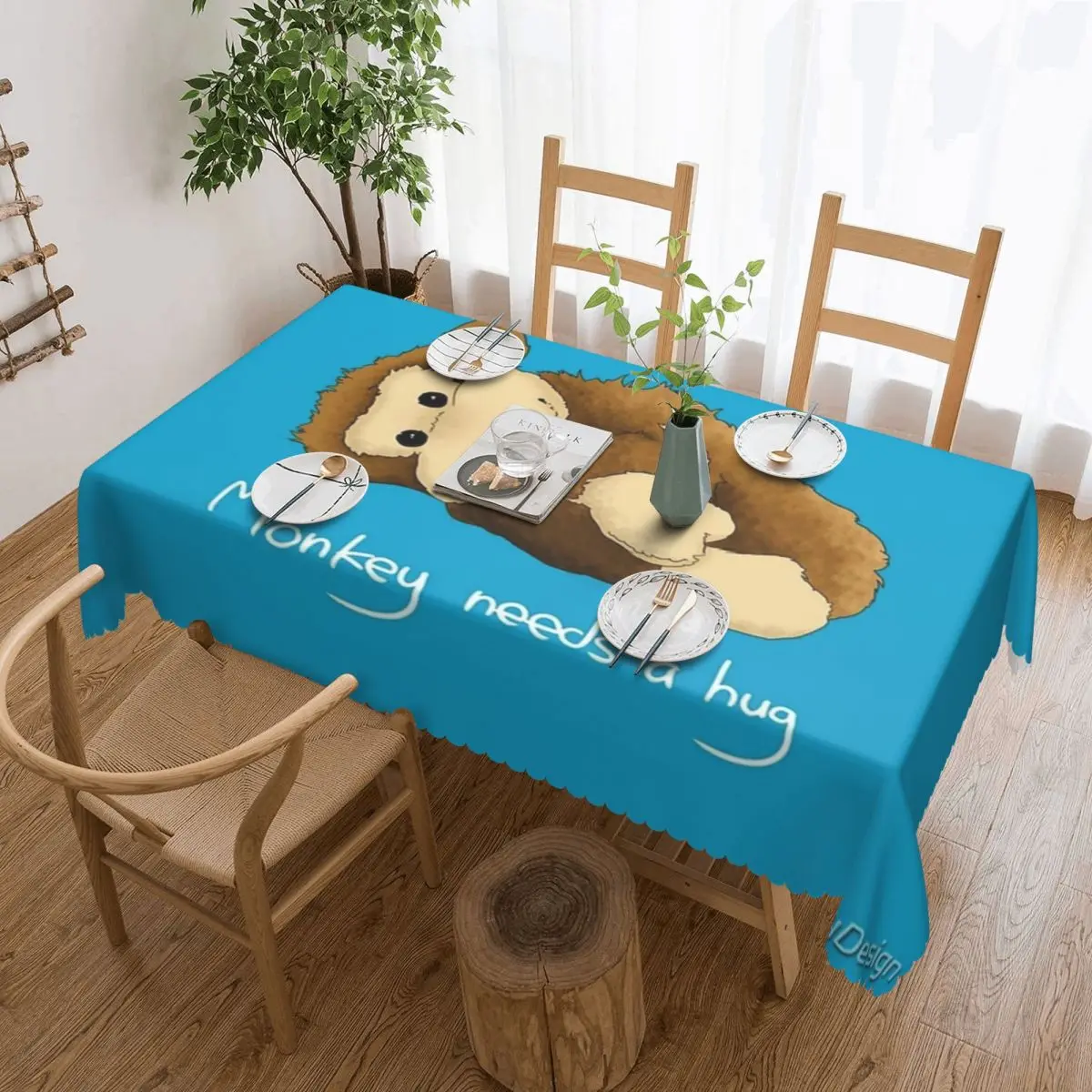 

Monkey Needs A Hug Tablecloth 54x72in soft Protecting Table Indoor/Outdoor