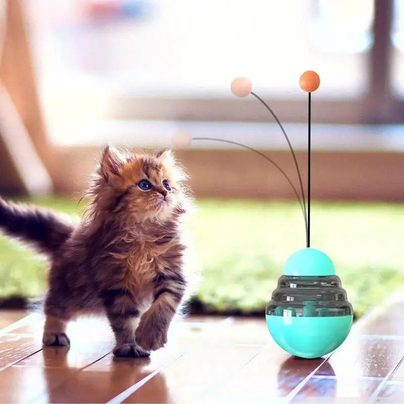 Cat Treat Puzzle Toy Slow Feeder Cat Food Toy Fun Treat Ball Adjustable Cat Food Toy Puzzle Feeder Dog Treat Dispensing Ball For