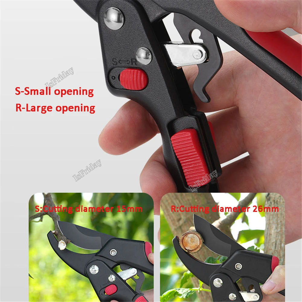 Gardening Plant Scissor Branch Pruner Trimmer Tools Ratchet Skip Garden Pruning Shear SK5 Steel Scissors Gardening Plant Scissor