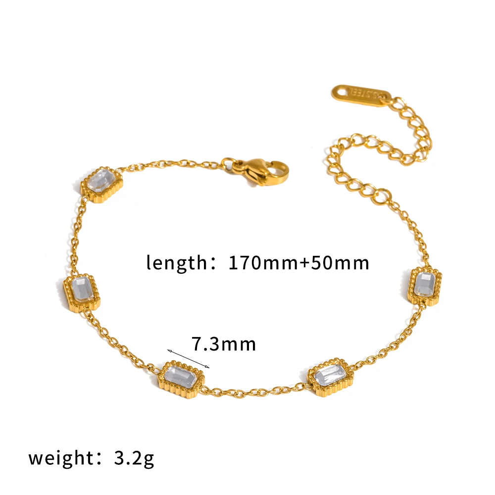 Damen Minimalistisches Herz-Zirkon-Armband 316L Edelstahl 18K Vergoldet Wasserdichtes Handgelenk-Kettenschmuck Geschenk – Detail 7