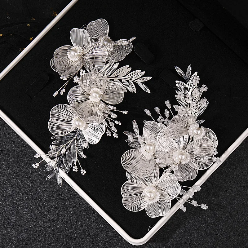 Bridal Wedding Headband Flower Pearl Hairpin Hair Accessories for Women Hair Jewelry Party Bride Headpiece Bridesmaid Gift