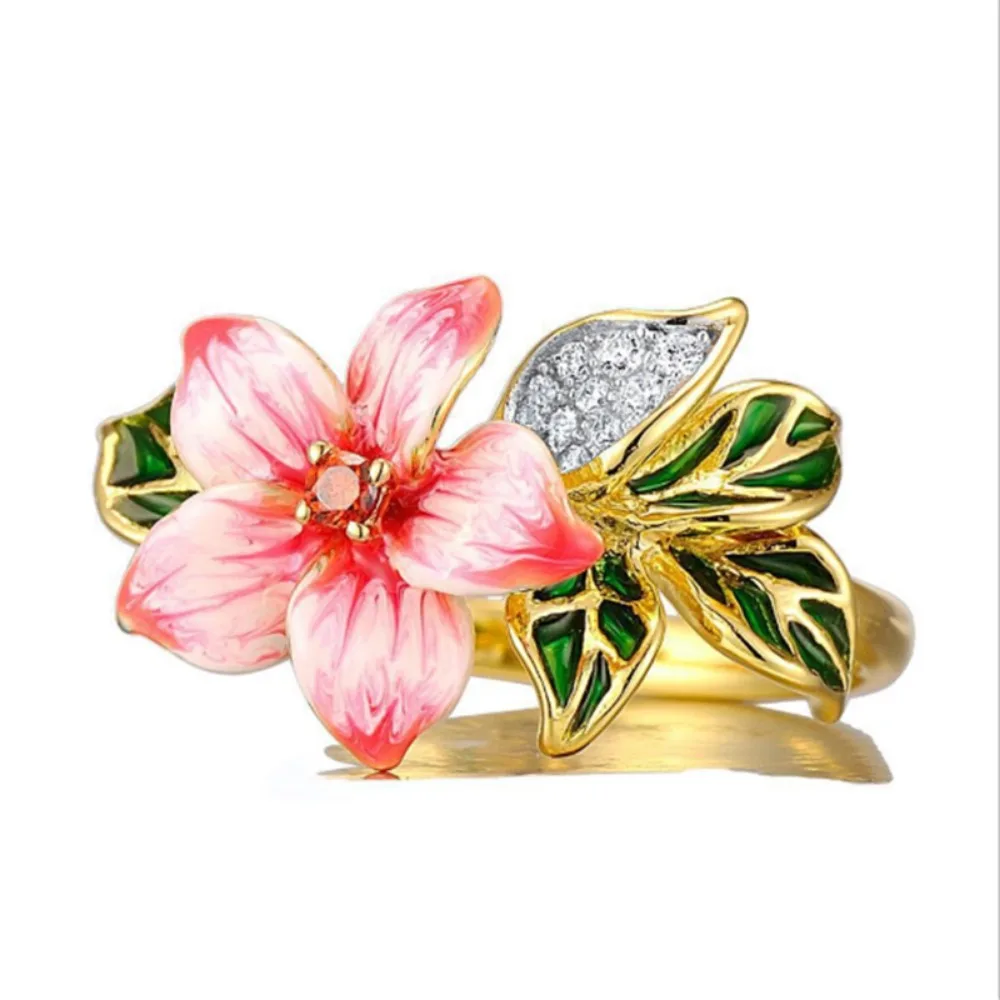 New Trendy Fashion Hundred Creative Female Flower Wreath Leaf Shape Ring Girl Birthday Gift Earrings Niche Party Wedding Jewelry