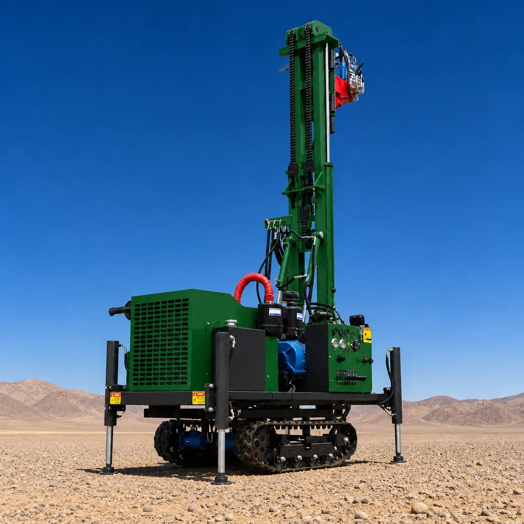 Customized Water Well Drilling Rig 200m Depth Diesel Driven Hydraulic Quick Drilling Crawler Base Compact for Home Garden