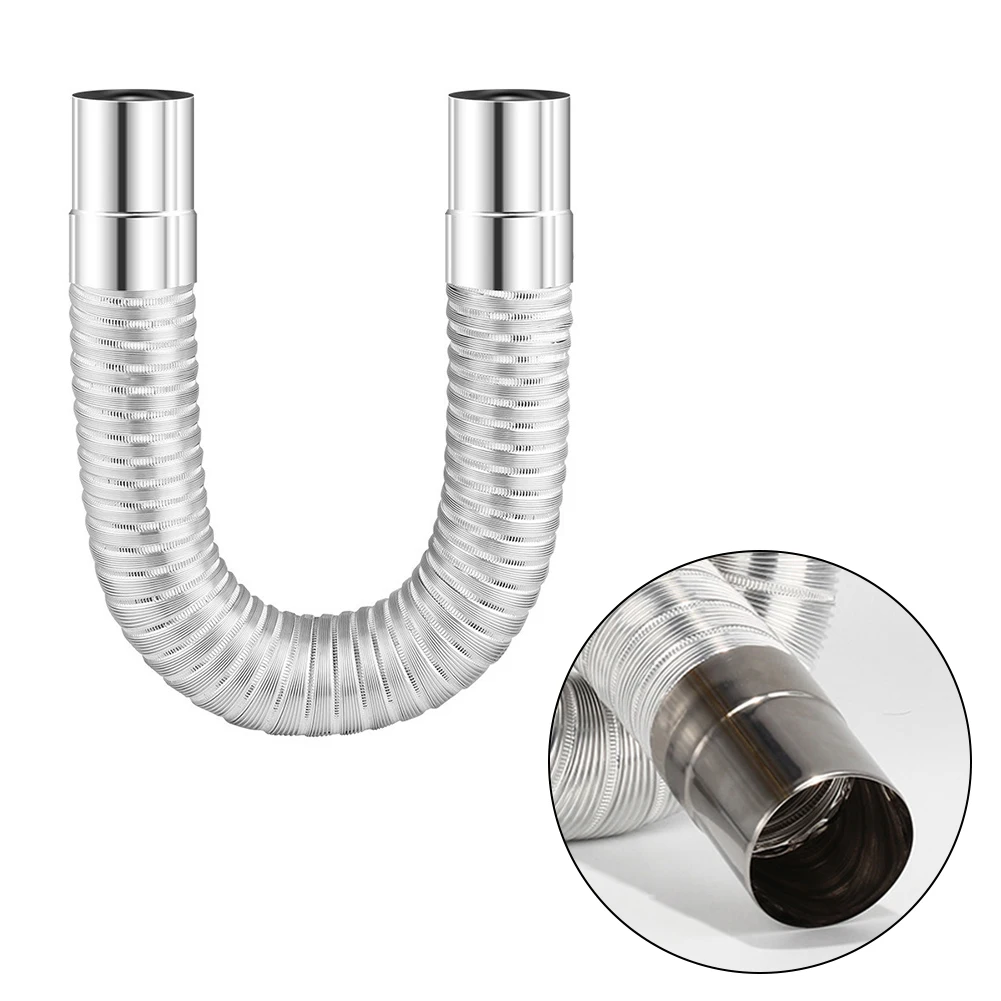 Revestimiento de chimenea de codo de acero inoxidable resistente, curvatura telescópica y flexible, perfecto para caminos de estufa de leña al aire libre