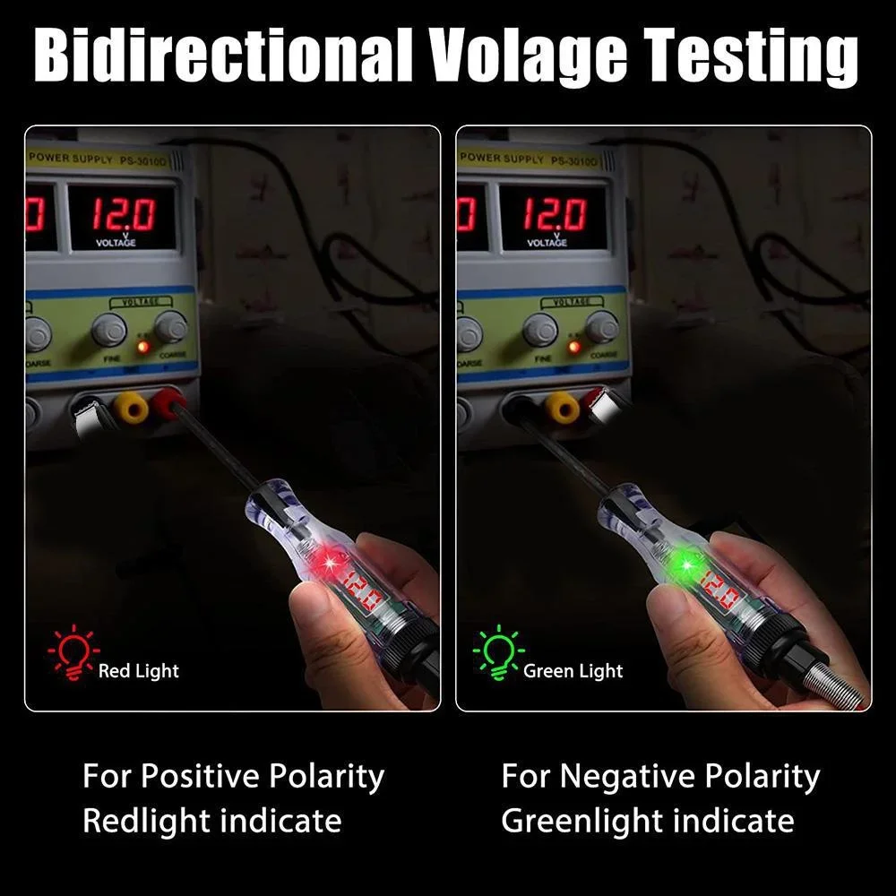 Tester di tensione per camion per auto digitale STONEGO-tensione cc, penna sonda con luce, strumento diagnostico automobilistico