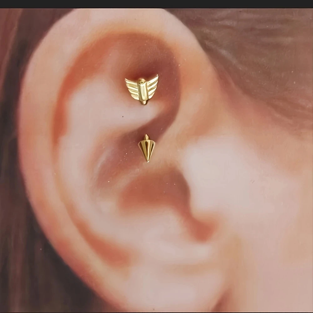 Punk Vintage Style Stainless Steel Arrow Spike Stud Earrings Single Unisex Cartilage Piercing Jewelry for Men Women Daily Wear