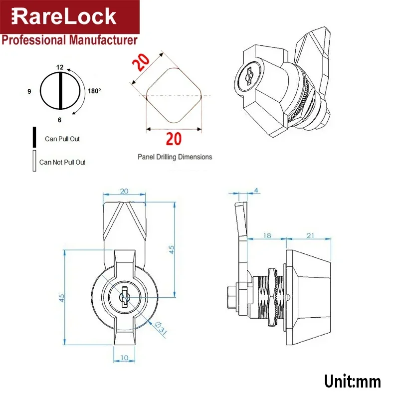 Cabinet Lock for Locker Electrical Cabinet Tool Box Furniture Hardware Rarelock JA38 G