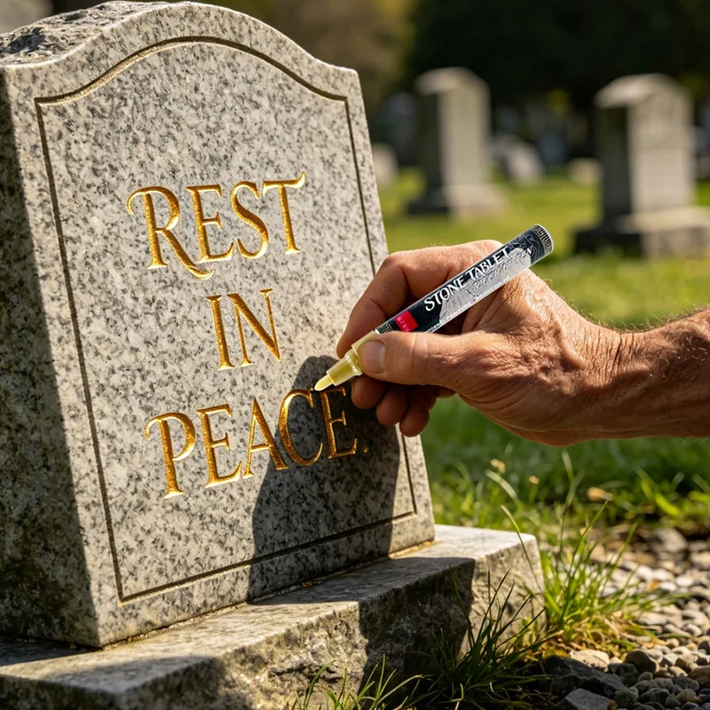 2/4pcs Golden Ink Repair Tomb Permanent Marker Pen Paint Revives Worn Inscriptions on Gravestones, for Restoring on Cemetery