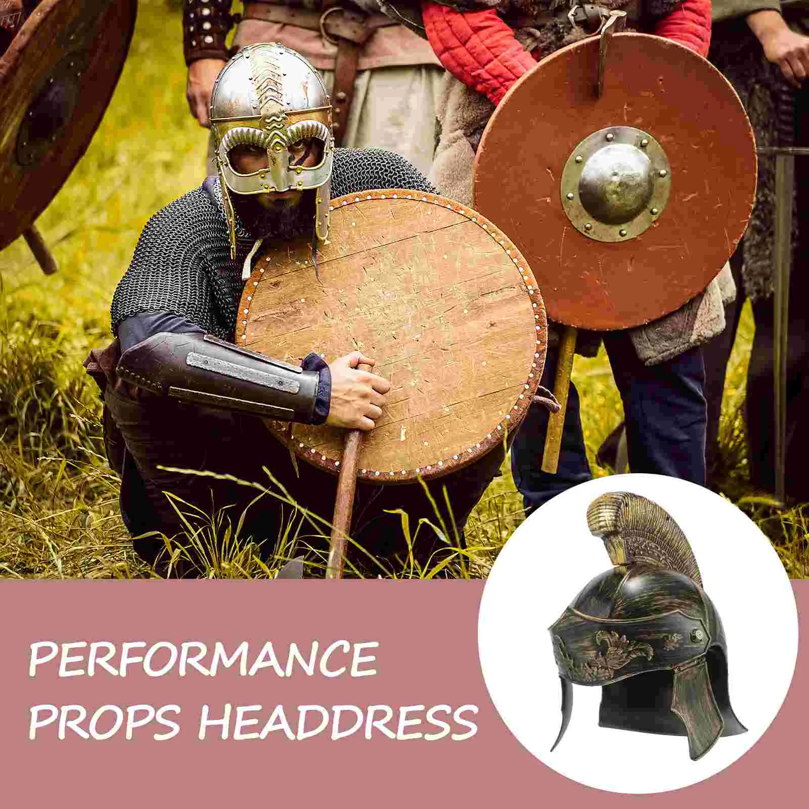 Ancient Roman Vintage Soldier Men Apparel Headwear Decorative Hat Viking Cosplay Prop Props Headgear