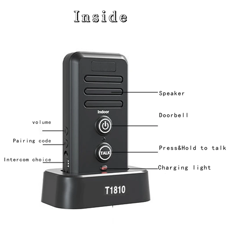 Longer Range Hand Free Two Way Wireless Doorbell Waterproof Home Intercom Factory Office Intercom System US Plug