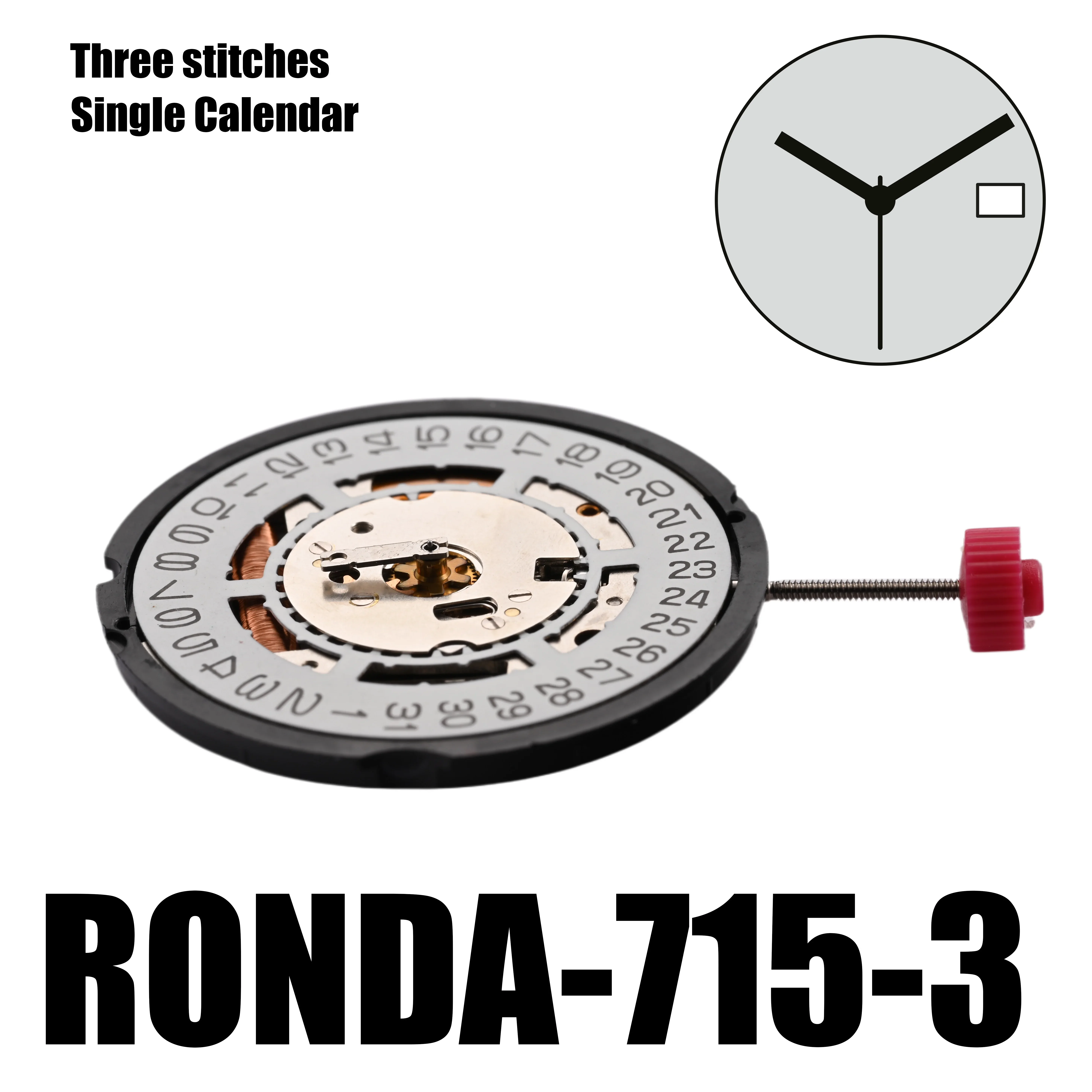 715 Movement Ronda 715-3 Movement Analog Quartz normtech – Kaliber 715 |  RONDA normtech 2.5mm 11½ Date, 3 hands