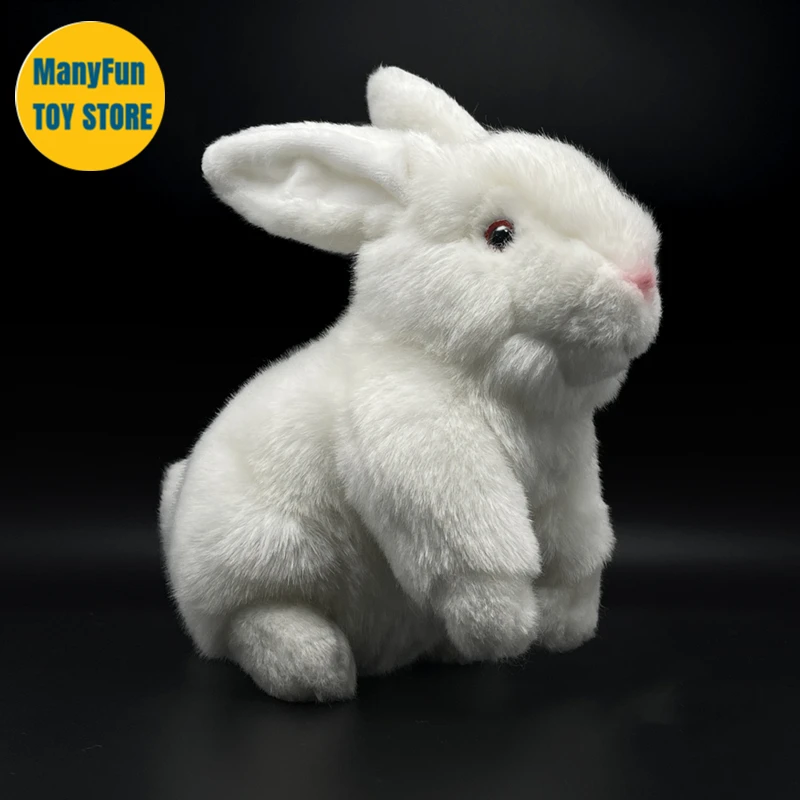 Realistic White Rabbit Plush Toy - Soft Lifelike Bunny Stuffed Animal, Hare Plushie, Cute Rabbit Simulation Doll Gift for Kids