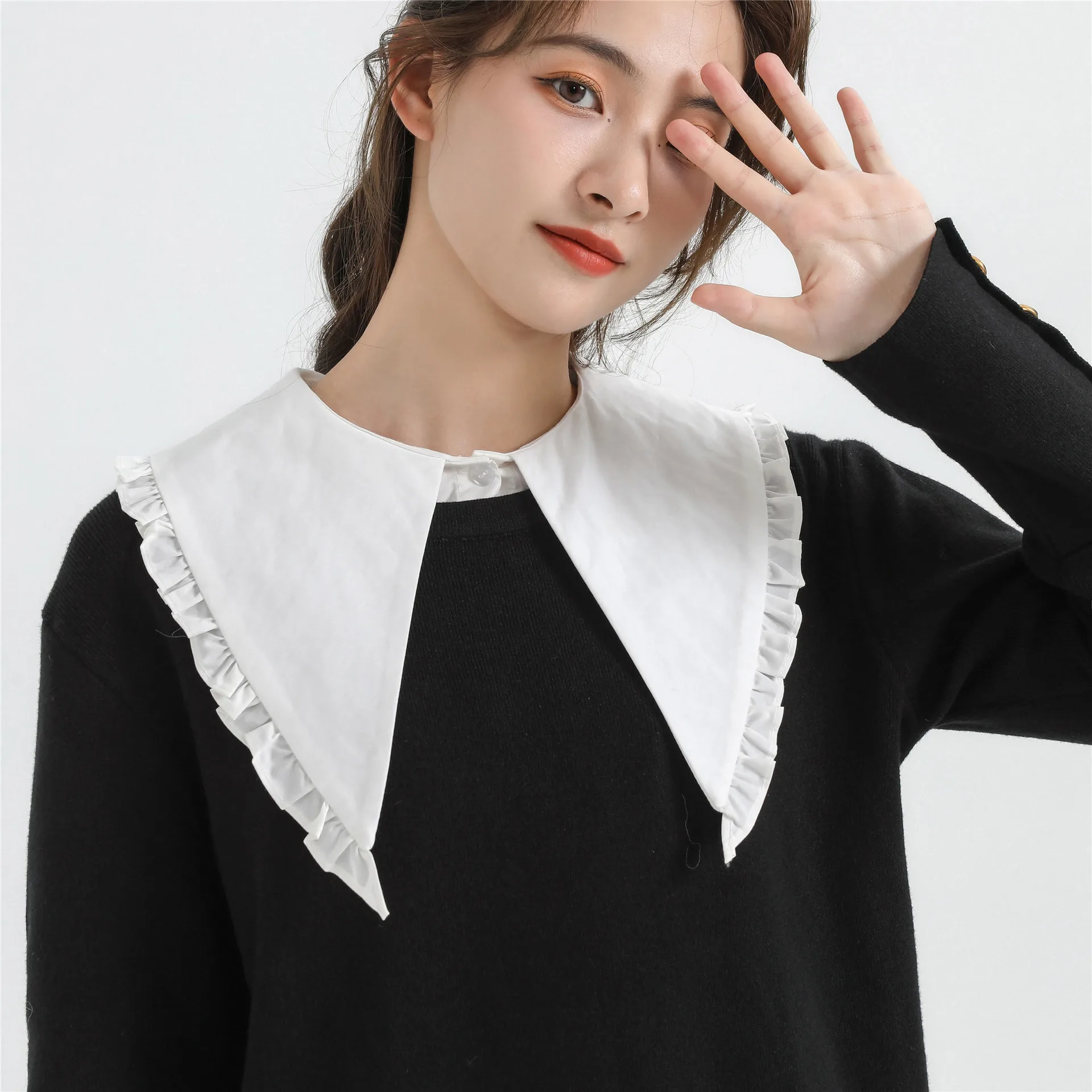 Women Sweater Accessory Large Pointed Wooden Ear Edge Doll Neck Collar Decoration Fashion Cotton Detachable Collars