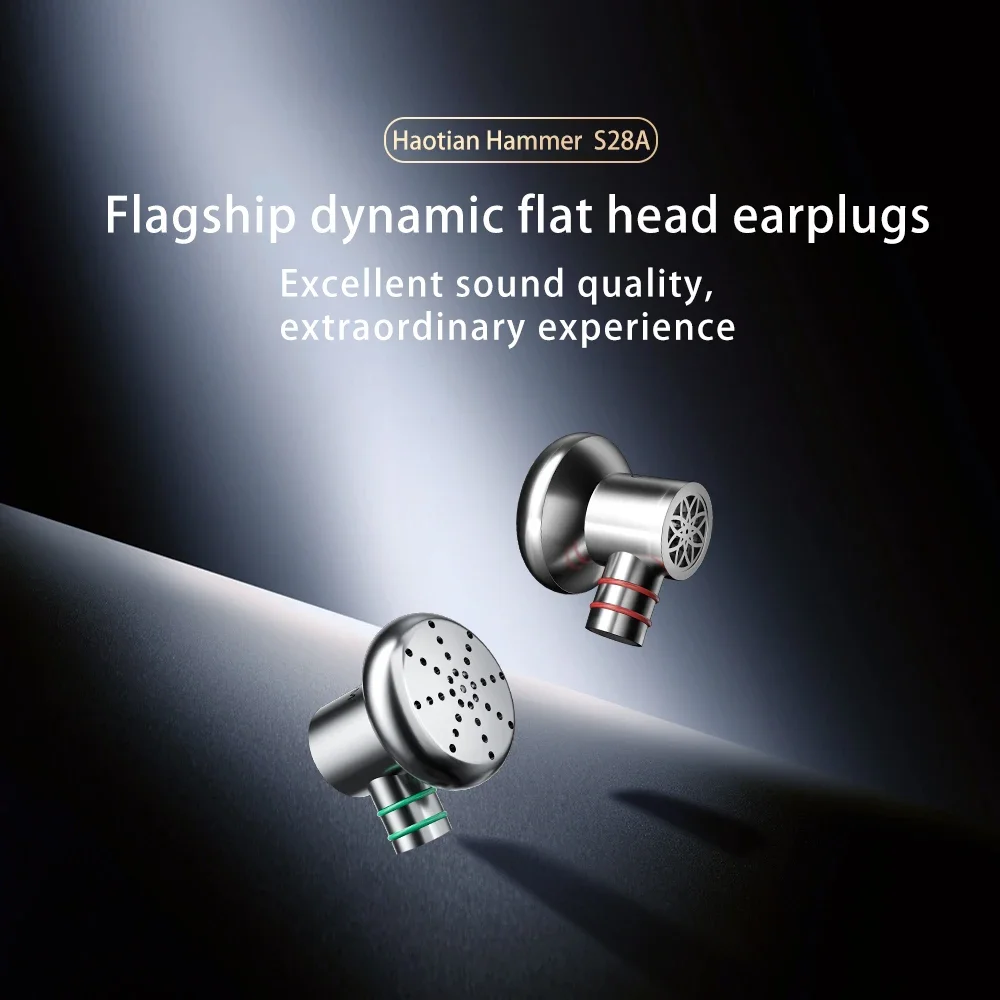 QIGOM S28A HIFI Wired Flat-head Earphones High Resolution Earbuds with 3.5/4.4mm Plug Detachable MMCX Cable