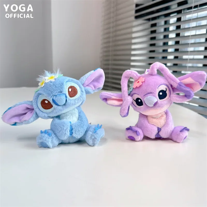 33cm Disney Backpack Angel Purple Plush Bag 10cm Stitch Angel Plush Doll Keychain Pendant Kids Holiday Birthday Gift Wholesale