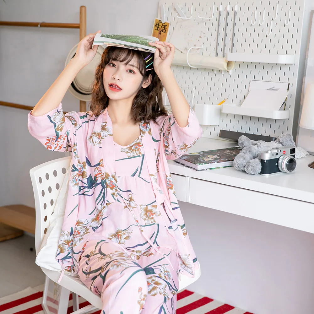 Floral Print Sexy Camisole Satin Summer Pajama Sets Ensembles 2 Piece Two Shorts Pants Outfit Lounge Women Pijama