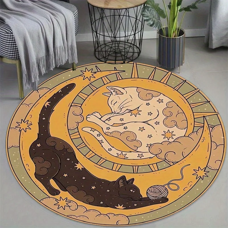 VIKAMA Yin Yang Cat Carpet Round Soft Floor Mat Study Carpet Rug For Bedroom Carpet For Live Room Large Area Rugs Home Decor - view 5