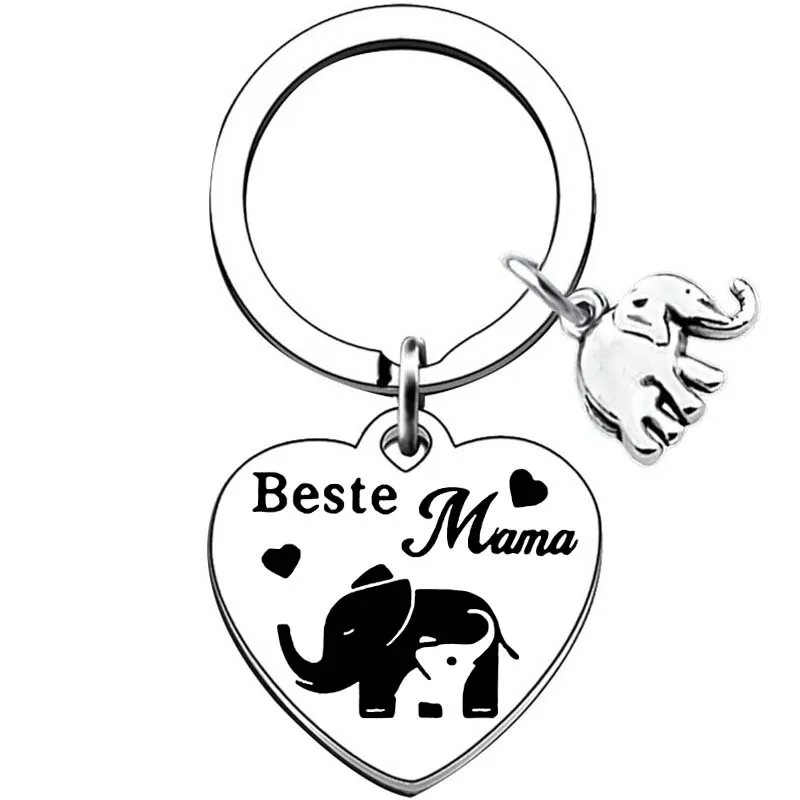 Heart-shaped Beste Mama keychains Keyring Elephant Charm, Perfect Mother's Day Birthday Gift For Mom