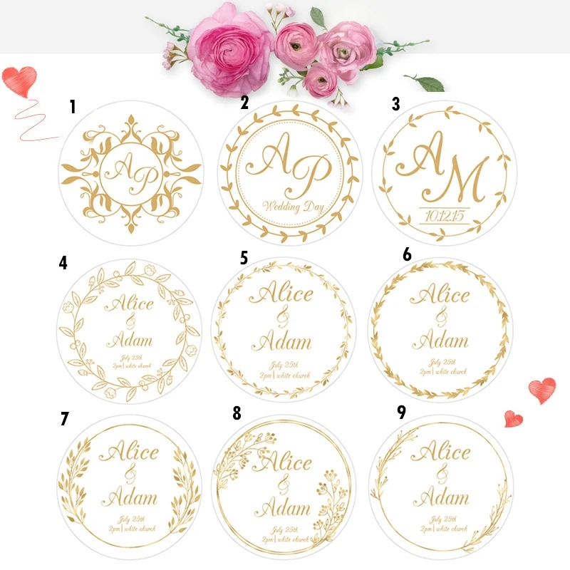 100pcs/Lot Personalized Custom Logo Stickers Clear Transparent Rose Gold Foil Silver Business Logo Stickers Wedding Stickers