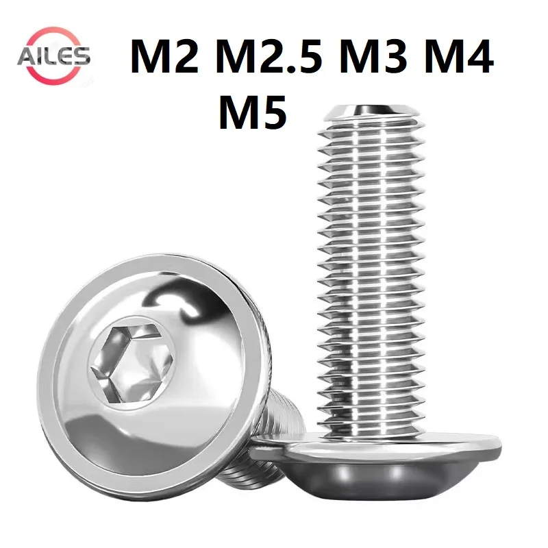 

M2 M2.5 M3 M4 M5 M6 M8 M10 304 Stainless Steel Hex Hexagon Socket Round Pan Flange Truss Head With Washer Collar Screw Bolt